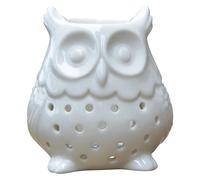 Brûle Parfum Brûleur Fondant Cire Parfumée - Diffuseur Huile Essentielle et Parfum Maison - Bougeoir Photophore Aromathérapie en Céramique Blanche avec Projection de Lumière, Hauteur: 12cm - Zen’Arôme