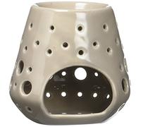 Brûle Parfum Brûleur Fondant Cire Parfumée - Diffuseur Huile Essentielle et Parfum Maison - Bougeoir Photophore Aromathérapie en Céramique Grise avec Projection de Lumière, Hauteur: 9cm - Zen’Arôme