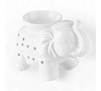 Brûle-Parfum Céramy Éléphant Blanc - Atmosphère Parfumée - Objet Artisanal à la Mode -Aromathérapie Facile - Brûleur Fondant parfumé - Déco Bouledogue - Figurine Éléphant - 45 ML - H 13cm - Zen’Arôme