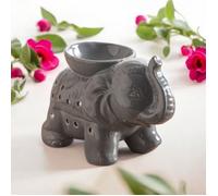 Brûle-Parfum Céramy Éléphant gris - Objet artisanal -Brûleur Fondant parfumé - Figurine Éléphant - 45 ml - H 13cm - Zen'Arôme