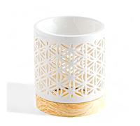 Brûle-Parfum Céramy Fleur de Vie -Brûleur Cire fondant parfumé - Objet Artisanal Porte-Bonheur-Aromathérapie facile -Diffuseur des senteurs-Déco Cadeau Moderne Symbolique - 50ml - H 10,5cm - Zen’Arôme