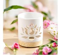 Brûle-Parfum Céramy Nénuphar - Brûleur Fondant parfumé - Objet Artisanal à la Mode Lotus -Aromathérapie Facile- Diffuseur Huiles Essentielles Senteurs et Fragrances - - 50 ML - H 10,5 cm - Zen’Arôme