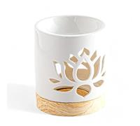 Brûle-Parfum Céramy Nénuphar - Brûleur Fondant parfumé - Objet Artisanal à la Mode Lotus -Aromathérapie Facile- Diffuseur Huiles Essentielles Senteurs et Fragrances - - 50 ML - H 10,5 cm - Zen’Arôme