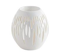 Brûle-Parfum Céramy Ovali Blanc - Atmosphère Zen à la Lueur de Bougie - Objet Artisanal Contemporain -Aromathérapie Facile - Diffuseur Autonome - Déco Cadeau Minimaliste - 45ml - H 12,5cm - Zen’Arôme