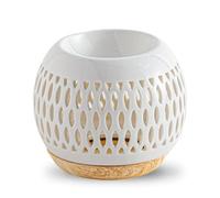 Brûle-Parfum Céramy Treillis - Atmosphère Parfumée - Objet Artisanal Contemporain -Aromathérapie Facile - Brûleur Fondant parfumé - Diffuseur Nomade Huiles Essentielles - 50 ML - H 9,5cm - Zen’Arôme