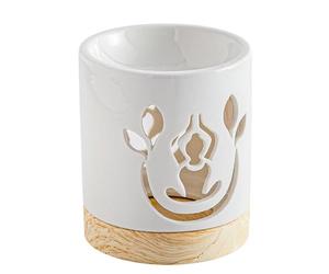 Brûle-Parfum Céramy Yogi - Atmosphère Parfumée - Objet Artisanal Yoga Méditation -Aromathérapie Facile - Brûleur Fondant Senteur- Déco Cadeau Minimaliste Symbolique - 50ml - H 10,5cm - Zen’Arôme
