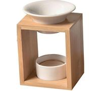 Brûle Parfum En Céramique Et Bois De Bambou Arina - Blanc Et Beige - 55 Ml