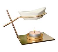 Brûle Parfum En Forme De Bateau En Céramique Et Métal