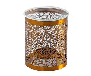 Brûle-Parfum en métal Élégant avec Motif Nature Feuilles Découpé au Laser - Atmosphère Enchantée - Objet Artisanat Raffiné -Aromathérapie Facile - Intérieur Moderne parfumé - H 10,5cm - Zen’Arôme