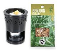Brûle-parfum en pierre noire + Benjoin du Laos à brûler Noir G