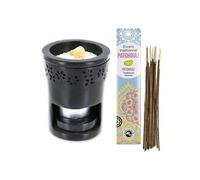 Brûle-Parfum En Pierre Noire + Encens Indien Au Patchouli Offert