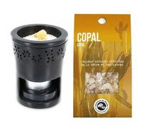 Brûle-parfum en pierre noire + résine de Copal à brûler