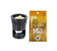 Brûle-parfum en pierre noire + résine de Copal à brûler - Les