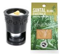 Brûle-parfum en pierre noire + Santal Blanc à brûler Noir