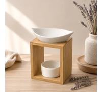 Zen'Arôme Brûle-parfum Feuillage - Bois et céramique - Diffuseur d'huiles essentielles - 13 cm