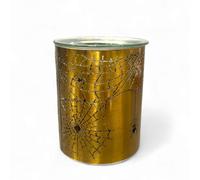 Brûle-Parfum Halloween Métal Doré - Motif Toile d’Araignée Découpe Laser - Diffuseur Huiles Essentielles & Cires - 10,5 cm - Verre Amovible - Ambiance Terrifiante & Chaleureuse