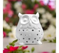 Brûle Parfum Brûleur Fondant Cire Parfumée - Diffuseur Huile Essentielle et Parfum Maison - Bougeoir Photophore Aromathérapie en Céramique Blanche avec Projection de Lumière, Hauteur: 12cm - Zen’Arôme
