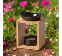 Brûle Parfum Kalos - Brûleur Fondant Parfumé - Diffuseur Huile Essentielle - Brûleur en céramique et bambou - H: 12 cm - Zen'Arôme