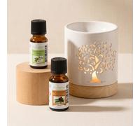 Brûle-parfum life tree en céramique + 2 he eucalyptus & pin sylvestre