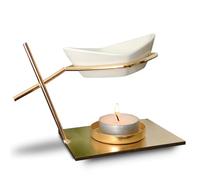 Brûle Parfum Matelot - Brûleur Fondant Cire et Diffuseur Cire Parfumée - Diffuseur Huile Essentielle et Parfum d’Ambiance - Bougeoir en Céramique et Métal Design Original - Hauteur 10 cm - Zen’Arôme