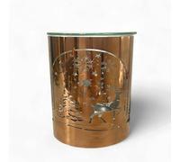 Brûle-Parfum Noël en Métal Découpe Laser - Motif Arche & Renne - Diffuseur Huiles Essentielles, Cires & Parfums - Coupelle Verre Amovible - Ambiance Festive Chic