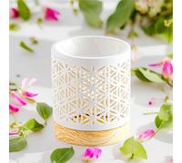 Brûle-Parfum Céramy Fleur de Vie -Brûleur Cire fondant parfumé - Objet Artisanal Porte-Bonheur-Aromathérapie facile -Diffuseur des senteurs-Déco Cadeau Moderne Symbolique - 50ml - H 10,5cm - Zen’Arôme