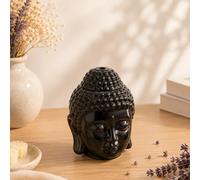Brûle-parfum tête de bouddha dhyana noir en céramique