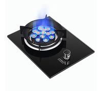Brûleur à gaz 7,2 kW - Cuisinière à gaz intégrée - 1 brûleur - Wok - Panneau en verre trempé noir anti-explosion - Facile à nettoyer - Convient pour gaz naturel/propane - Fonte