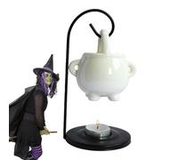 Brûleur à huile chaudron - Cadre de poterie avec poignée gothique, chauffe-cire portable, bouilloire de décoration païenne, support d'évaporation artistique | pour café, condo, bibliothèque, retraite