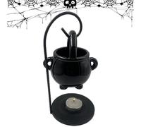 Brûleur à huile chaudron de sorcière - Halloween | Diffuseur d'arômes en céramique, chauffe-huile pour bougie, brûleur de parfum décoratif avec répartition uniforme de la chaleur, espace effrayant