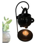 Brûleur à huile chaudron de sorcière - Ornements d'Halloween, brûleur de cire, décoration d'intérieur de sorcière, décoration de salle de yoga, de méditation, diffuseur d'arômes noir