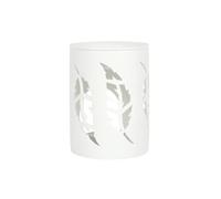 Brûleur à Huile en céramique avec découpe en Forme de Plume Blanche - 12 cm x 9 cm (1 pièce) - Design Luxueux, matériau de qualité supérieure, Accessoire d'aromathérapie - Idéal pour la décoration de