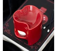 Brûleur à huile en céramique en forme de cœur rouge - Design audacieux et passionné pour l'aromathérapie - Durable, facile à utiliser avec des bougies chauffe-plat et des huiles parfumées - Idéal pour