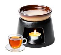 Brûleur à huile en céramique, lampe aromatique, photophore en céramique, diffuseur d'arômes, brûle-encens, brûleur décoratif pour la maison et le bureau, modèle entonnoir (noir)