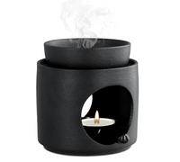 Brûleur à Huile en Céramique, Lampe Parfum Diffuseur de Cire parfumée, Brûleurs Huile Essentielle, Porte Céramique Diffuseur, Bougie avec Petite Cuillère à Bougie (Noir)