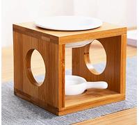 Brûleur à Huile Essentielle en Céramique Bambou,MINGJIANG Brûleur Mazout Oil Burner Cire Fondre Humidificateur Yoga Aromathérapie Parfum Diffuseur Porte Bougeoir,pour Décoration Salon,Chambre,Bureau