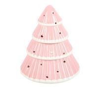 Brûleur à huile rose en forme de sapin de Noël - Décoration d'aromathérapie festive, diffuseur de parfum en céramique pour huiles essentielles, pour Noël et décoration d'intérieur, 11,4 cm de haut