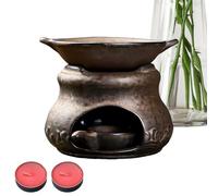 Brûleur à huiles en céramique - Diffuseur multifonction en céramique avec 2 bougies chauffe-parfum pour yoga, bureau, maison, chambre, méditation