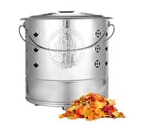 Brûleur à papier d'extérieur en acier inoxydable avec poignée de transport pour feuilles, déchets, débris, papier | Tonneau traditionnel de bon augure pour l'argent des ancêtres