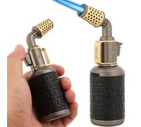 Brûleur à souffler rétro en métal cuivre - Brûleur à butane professionnel avec fermeture de sécurité - Flamme multifonction rechargeable et réglable pour brasage artisanal (gaz butane non inclus)