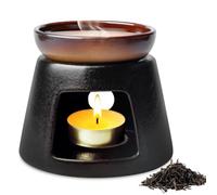 Bruleur Bougie en CeramiqueZ,LampeZ ParfuméeZ en CéramiqueZ,Lampe A Parfum en Céramique,Céramique Aroma Lampe pour Huile Parfumée Et Cire Parfumée,Huiles Essentielles(Noir)