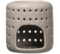 Brûleur Cire Parfumée Fondant Parfumé - Brûle Parfum d’Ambiance et Diffuseur Huile Essentielle Aromathérapie - Porte Bougie Chauffe-Plat en Céramique Grise Décoratif - Hauteur 9,5 cm : - Zen’Arôme
