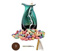 Brûleur d’Encens Backflow en Céramique | Coffret Premium 120 Cônes + 25 Bâtons | Effet Cascade Relaxant | Méditation, Yoga, Aromathérapie | Idée Cadeau Zen et Déco Maison