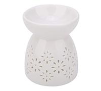 Brûleur de bougie chauffe-plat en céramique de 3,5 pouces, bougeoirs, brûleur à huile d'aromathérapie, chauffe-cire, diffuseur d'arôme d'encens à l'huile pour la décoration intérieure(Fleur)