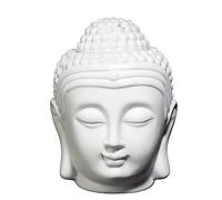 Brûleur de Bougie d'huile de Four d'aromathérapie Creux en céramique de tête de Bouddha pour la Salle de Yoga ou de méditation (Blanc)