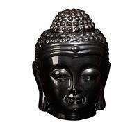 Brûleur de Bougie d'huile de Four d'aromathérapie Creux en céramique de tête de Bouddha pour la Salle de Yoga ou de méditation (Noir)