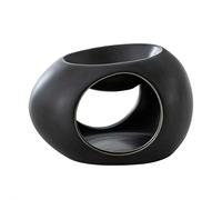 Brûleur de cire, chauffe-cire en céramique, diffuseur d'huiles essentielles et bougeoir - Diffuseur d'arômes en céramique noir/blanc pour décoration d'intérieur, spa, yoga et relaxation (noir)