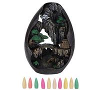 Brûleur de fumée d’encens à Reflux, Porte-encens en résine pour la décoration de la Chambre à Coucher, Ornement de Bureau à Effet de fumée en Cascade avec 10 cônes à Reflux pour la
