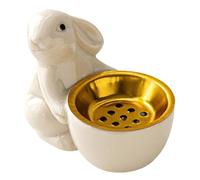 Brûleur de Parfum en Céramique Lapin Blanc, Porte-cône Stable