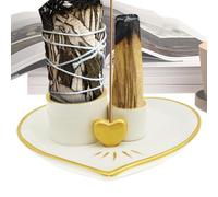Brûleur de Tache, Support de bâton de Tache | Bol d'encens de Bougie en céramique | Décor à Domicile pour Salon, Coeur du Design Smudge Bowl pour la méditation Yoga